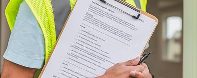 Home inspector holding a checklist.